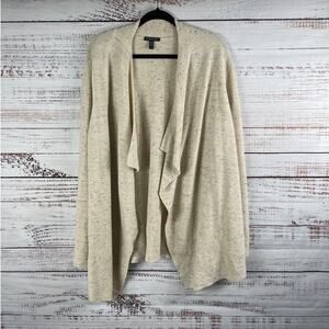 Eileen Fisher Speckled Pattern Organic Cotton Wool Blend Waterfall Cardigan 2X